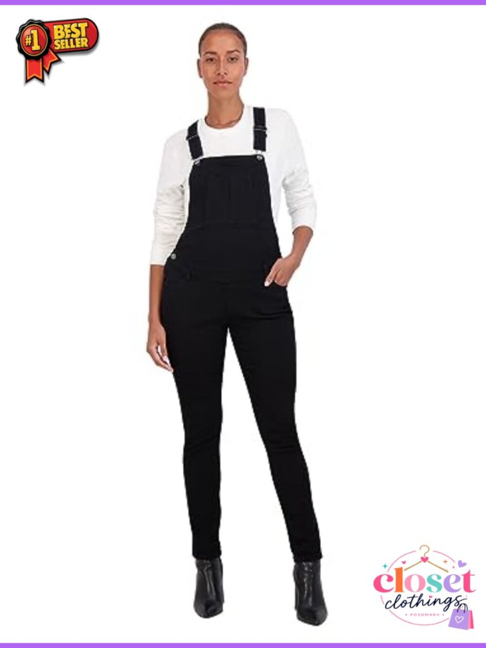 Maternity Denim Overalls Soft Bib Jumpsuit Straight Leg Spring Summer